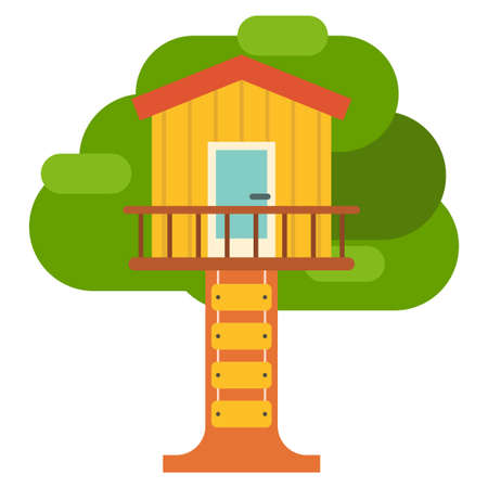 tree house flat clipart vector illustrationのイラスト素材