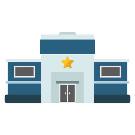 police station flat clipart vector illustrationのイラスト素材