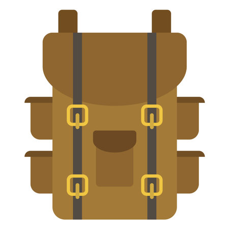 military backpack flat clipart vector illustration
