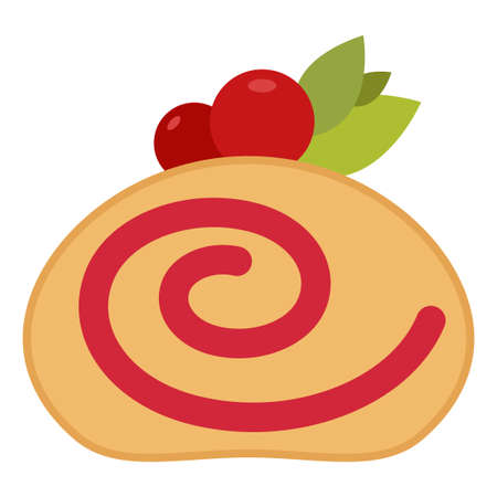 strudel with cherry flat clipart vector illustrationのイラスト素材