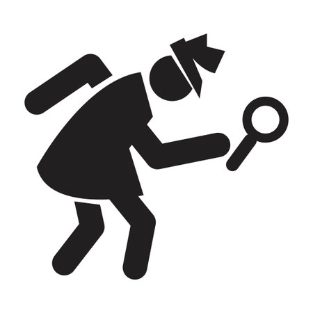 Detective man icon vector design template in black color isolated sign on white backgroundのイラスト素材