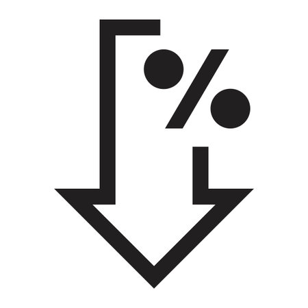 Interest rate reduction icon vector design template in black color isolated sign on white backgroundのイラスト素材