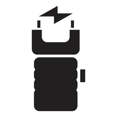 Police Stun Gun icon vector design template in black color isolated sign on white backgroundのイラスト素材