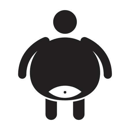 fat man icon vector design template in black color isolated sign on white backgroundのイラスト素材