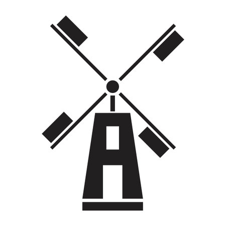 windmill icon vector design template in black color isolated sign on white backgroundのイラスト素材