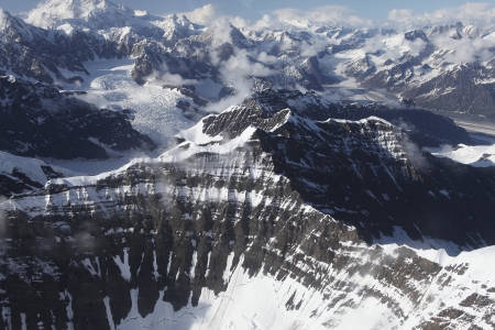 Flying over Alaska Mountainsの写真素材