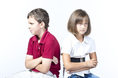 Brother and sister are upset with each otherの写真素材