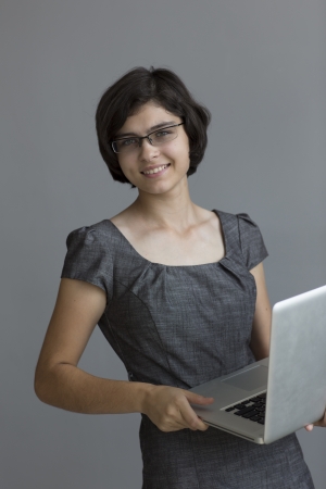 Teenager with computerの写真素材