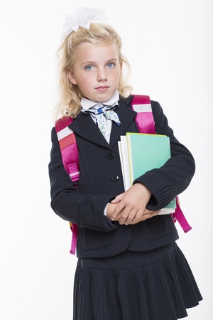 Serious school girlの写真素材