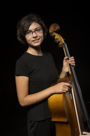 Young girl holds celloの写真素材
