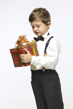 Opening Christmas giftの写真素材