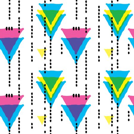 Vivid geometric floral pattern on white backgroundのイラスト素材