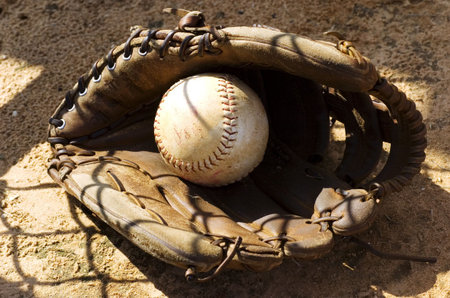 The Glove and the Ball at the Baseball field