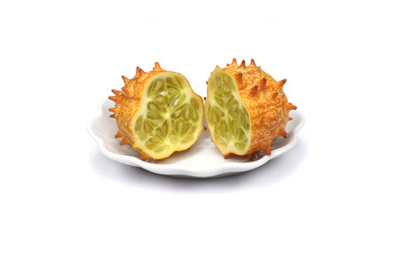 Fresh kiwano isolated on white backgroundの写真素材