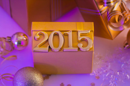 Christmas decorations, gifts and figuresの写真素材