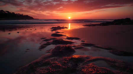 Beautiful sunset at the beach in Costa Rica, Central America.の素材