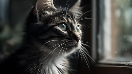 Portrait of a Maine Coon cat, close-up.の素材