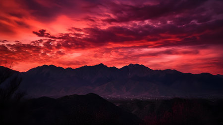 Beautiful sunset in Himalayas, Uttarakhand, Indiaの素材