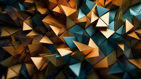Abstract 3d rendering of chaotic pyramids. Futuristic background with polygonal shape.の素材
