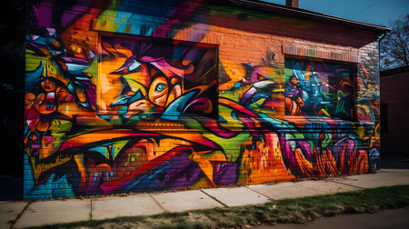 Colorful graffiti on a wall in Brooklyn, NYCの素材