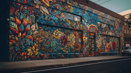 Colorful graffiti on a wall in Manhattan, New York Cityの素材