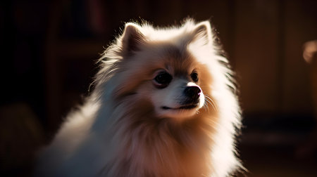 Pomeranian Spitz dog. Closeup portrait of a dogの素材