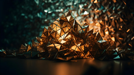 Abstract 3d rendering of low poly geometric shapes. Futuristic background.の素材