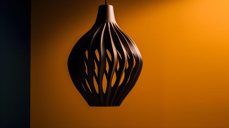 Modern lamp with shadow on a dark background. Minimalist design.の素材