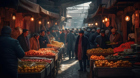 Unidentified people at the bazaar in Baku, Azerbaijanの素材