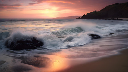 Beautiful sunset at the beach. Tenerife, Canary Islands, Spainの素材