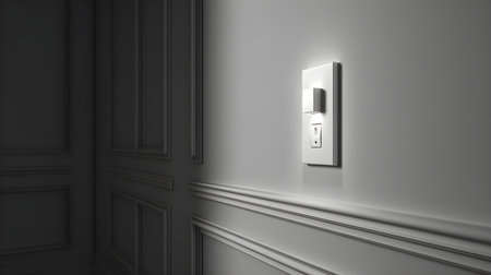 Door with a light on the wall. 3D rendering.の素材