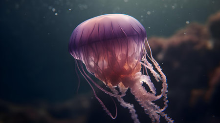Beautiful jellyfish floating in the water. Underwater world.の素材