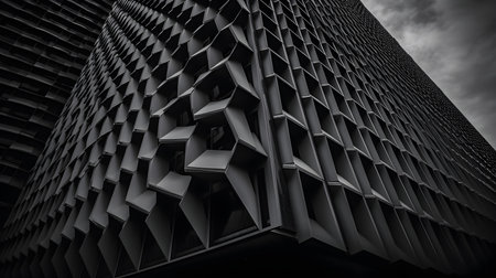 3d illustration of abstract geometric composition, black and white background.の素材