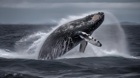 Humpback whale (Megaptera novaeangliae), Iceland.の素材