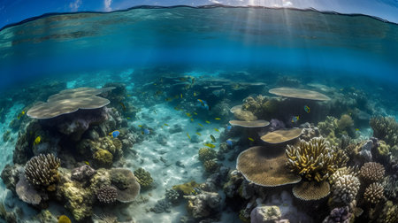 Underwater view of the coral reef and tropical fish. Tropical underwater landscape.の素材