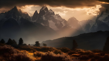 Sunset in the mountains of Argentina, Patagonia, South Americaの素材