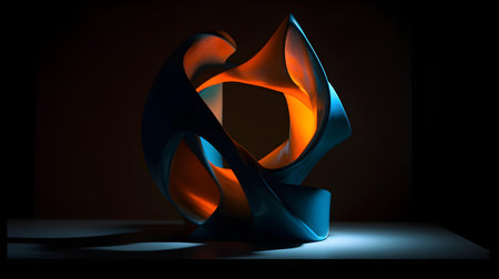 3d rendering, abstract geometric shape, computer generated images, dark backgroundの素材