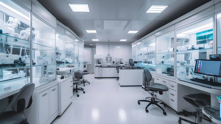 Interior of a modern laboratory, science research and development concept.の素材