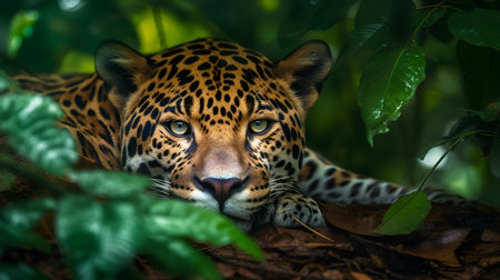 Leopard in the jungle, Panthera onca. Wildlife scene from nature.の素材