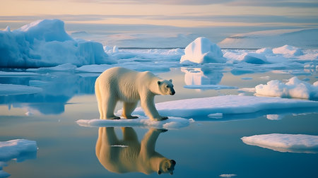 Polar bear (Ursus maritimus) on the pack ice, north of Svalbard Arctic Norwayの素材