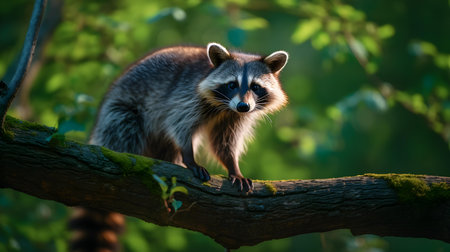Raccoon (Procyon lotor) in the forestの素材