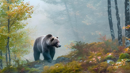 Grizzly bear in the autumn forest. Wildlife scene.の素材