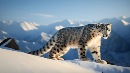 Snow leopard (Panthera uncia) in the snowの素材