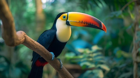Toucan sitting on a branch in the jungle. close upの素材