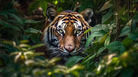 Sumatran Tiger in the jungle of Kuala Lumpur, Malaysia.の素材