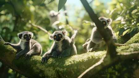 Ring-tailed lemur (Lemur catta) on treeの素材