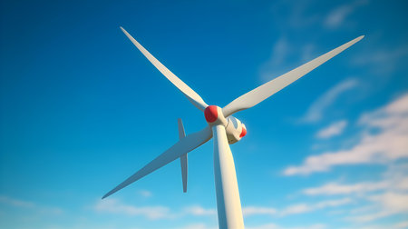 An image of wind turbine generator on a background blue skyの素材