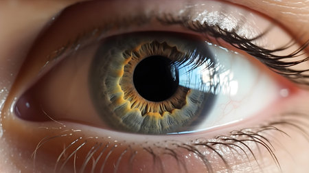 Close-up of human eye with pupil and pupil. 3D renderingの素材