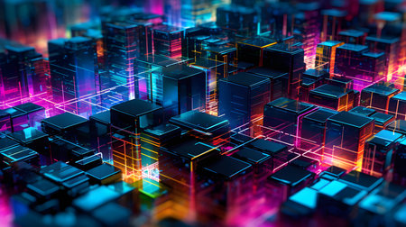 3d render, abstract background, computer digital image, data centerの素材