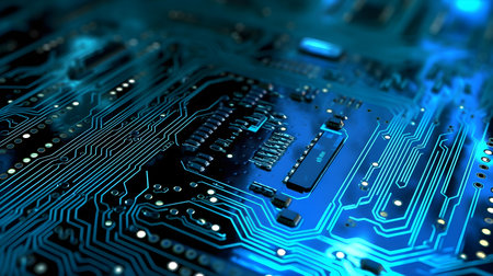 Close up of electronic circuit board. Technology and electronics concept.の素材